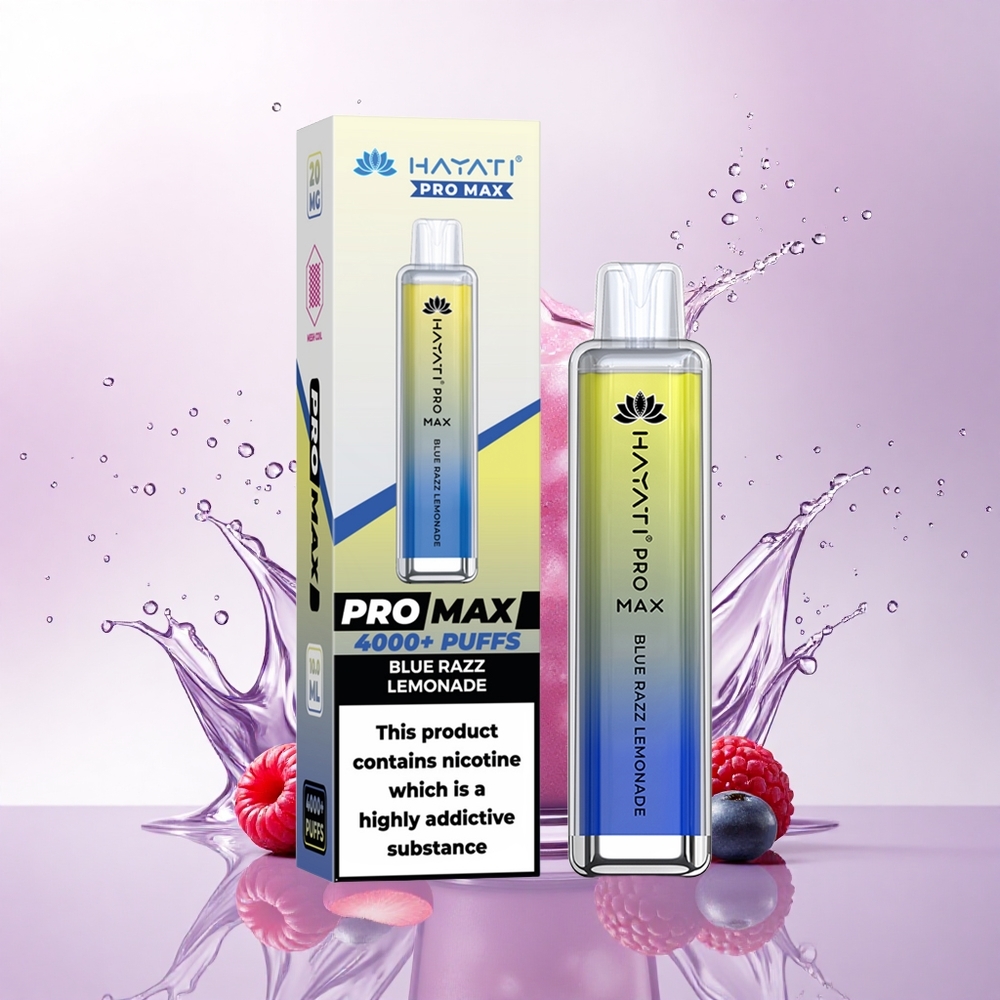 Hayati Pro Max 4000 Puffs Blå Bringebær Lemonade med 5% Nikotin og 1400mAh