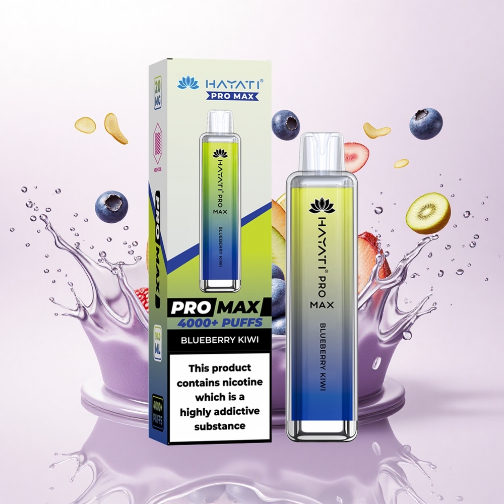 Hayati Pro Max 4000 Puffs Blåbær Kiwi 1400mAh 5% Nikotin