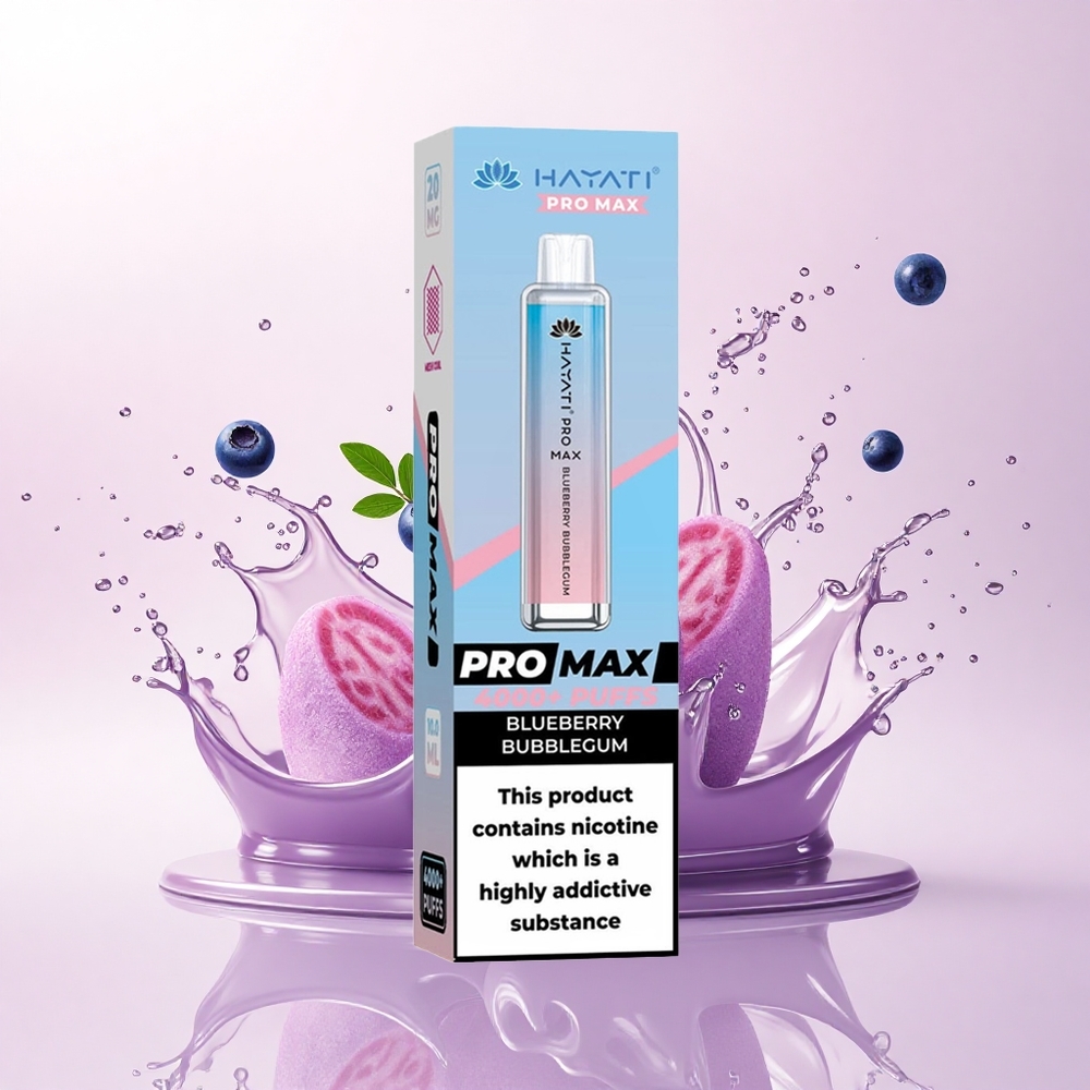 Hayati Pro Max 4000 Puffs Blåbærbobletygge med 5% nikotin og 1400mAh batteri