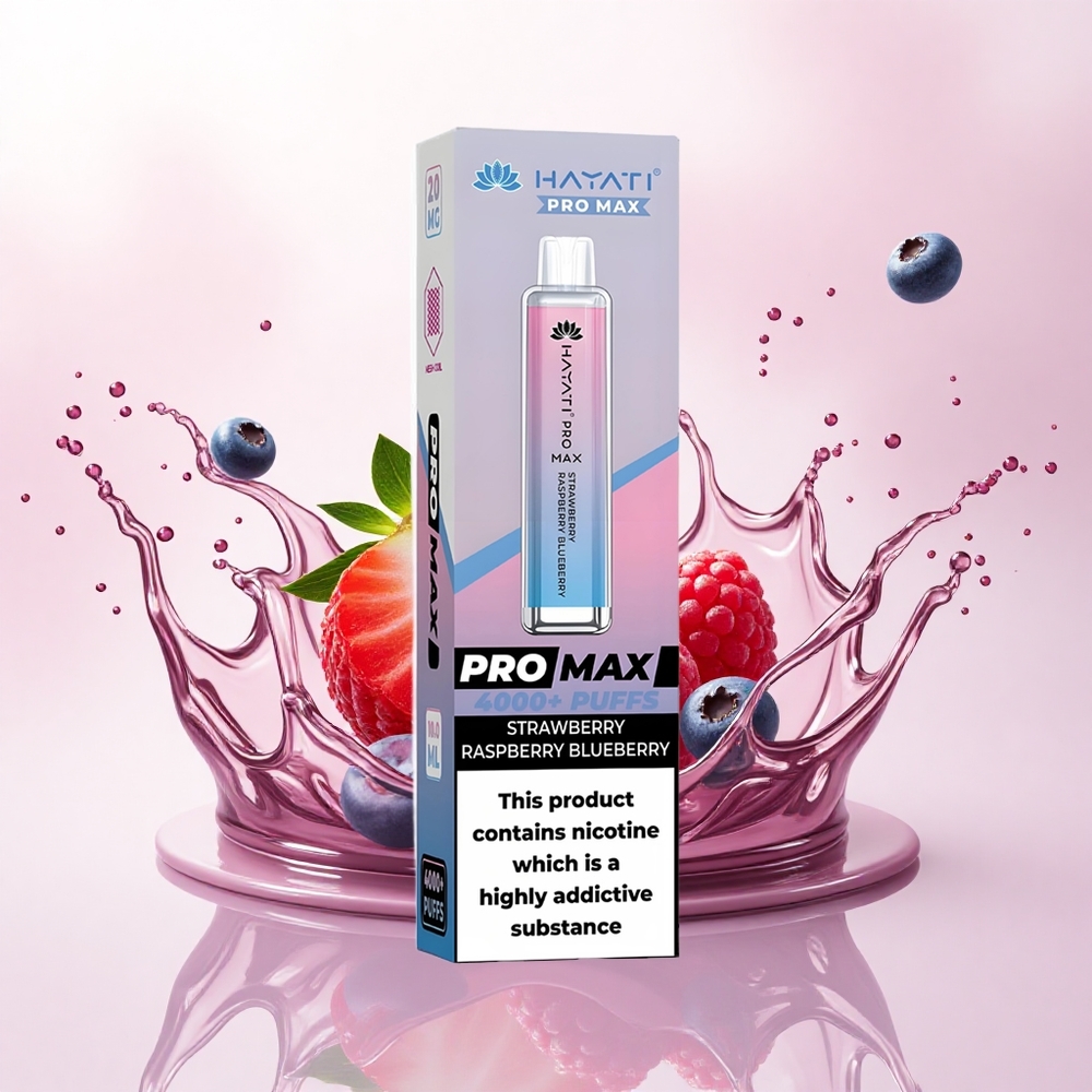 Hayati Pro Max 4000 Puffs Jordbær Bringebær Blåbær 1400mAh 2ml