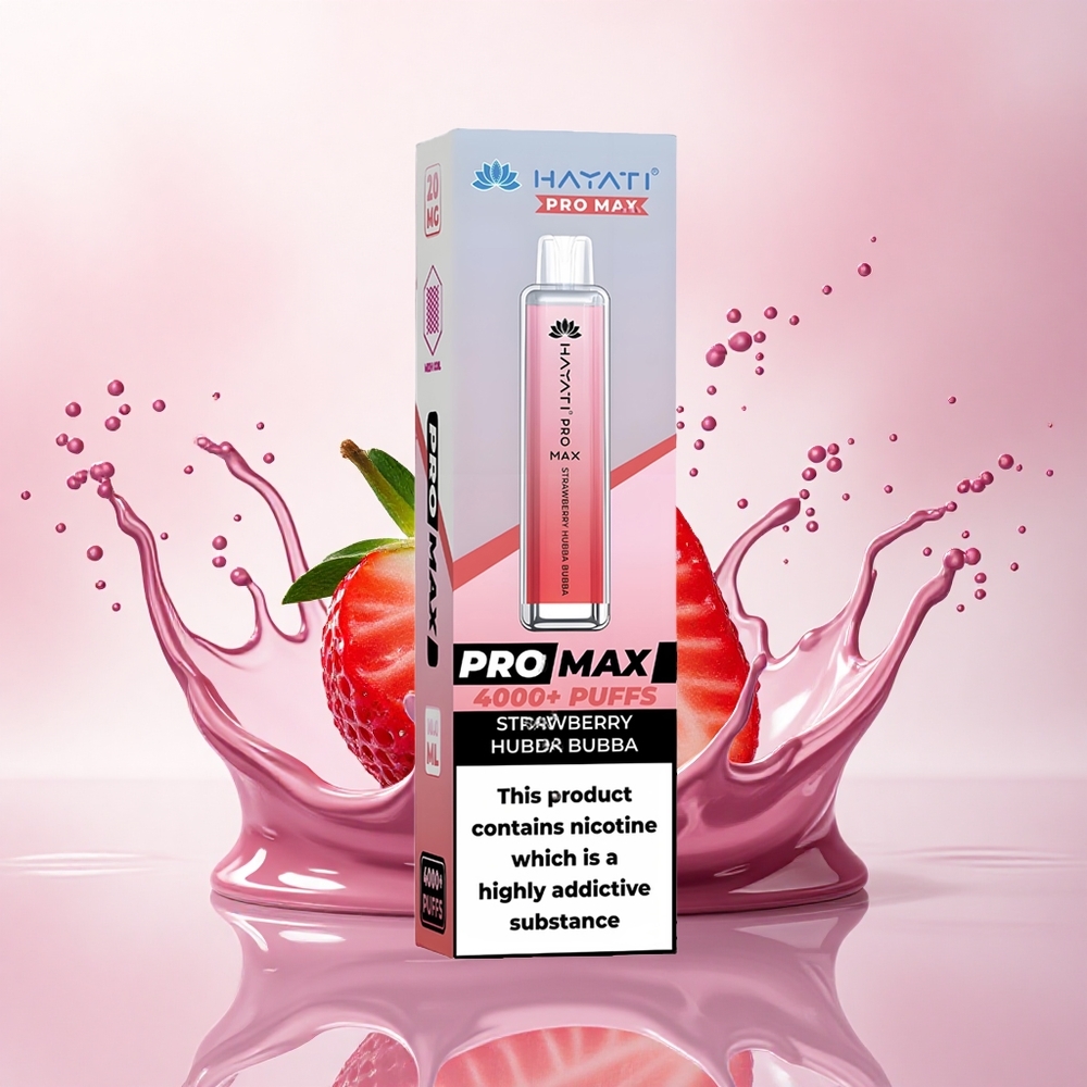 Hayati Pro Max 4000 Puffs Jordbær Bubba Bubba med 1400mAh og 5% nikotin