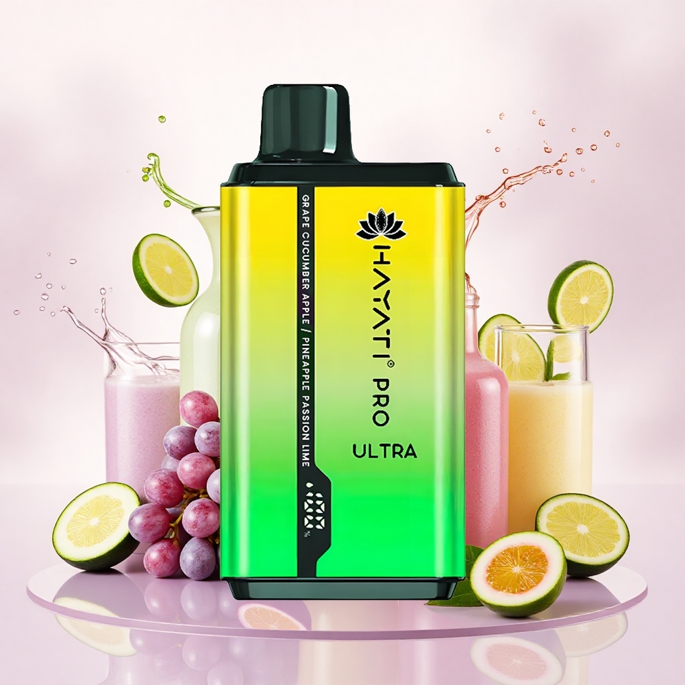 Hayati Pro Ultra 15000 Puffs Drue Agurk Eple Ananas Lidenskap 850mAh 2% nikotin