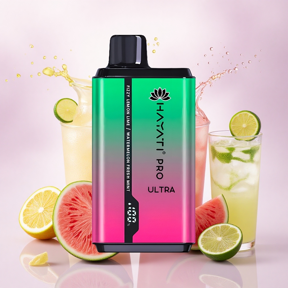 Hayati Pro Ultra 15000 Puffs Friskt Sitron & Lime Vannmelon Mynte med 850mAh og 2% nikotin