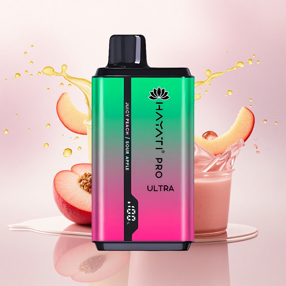 Hayati Pro Ultra 15000 Puffs Sur Eple Saftig Fersken 850mAh 2% Nikotin