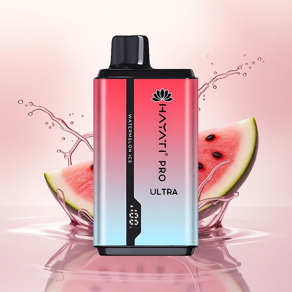 Hayati Pro Ultra 15000 Puffs Vannmelon Is med 850mAh og 2% nikotin