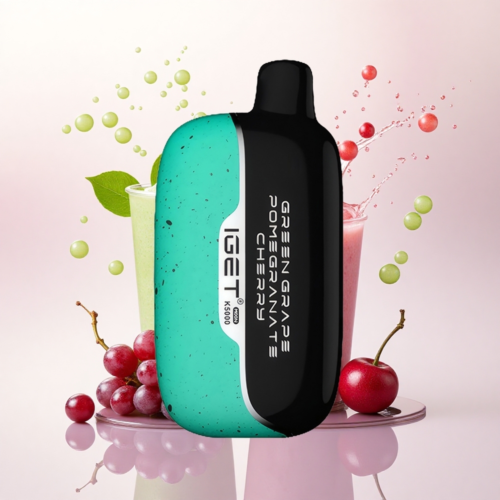 IGET Moon K5000 Puffs Grønn Drue Granate Kirsebær PC 1.35 Ohm Mesh
