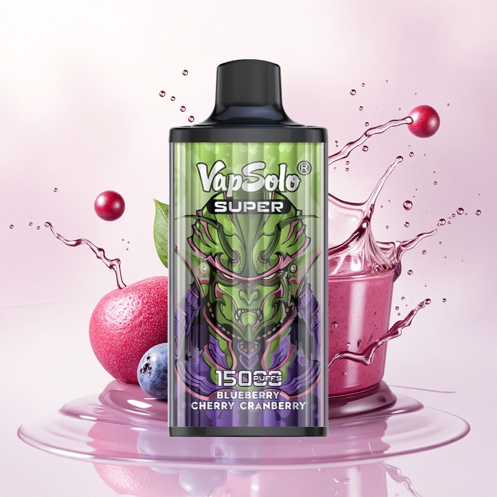 Vapsolo Super 15000 Puffs Blåbær Kirsebær Tranebær 40ml 850mAh Type-C
