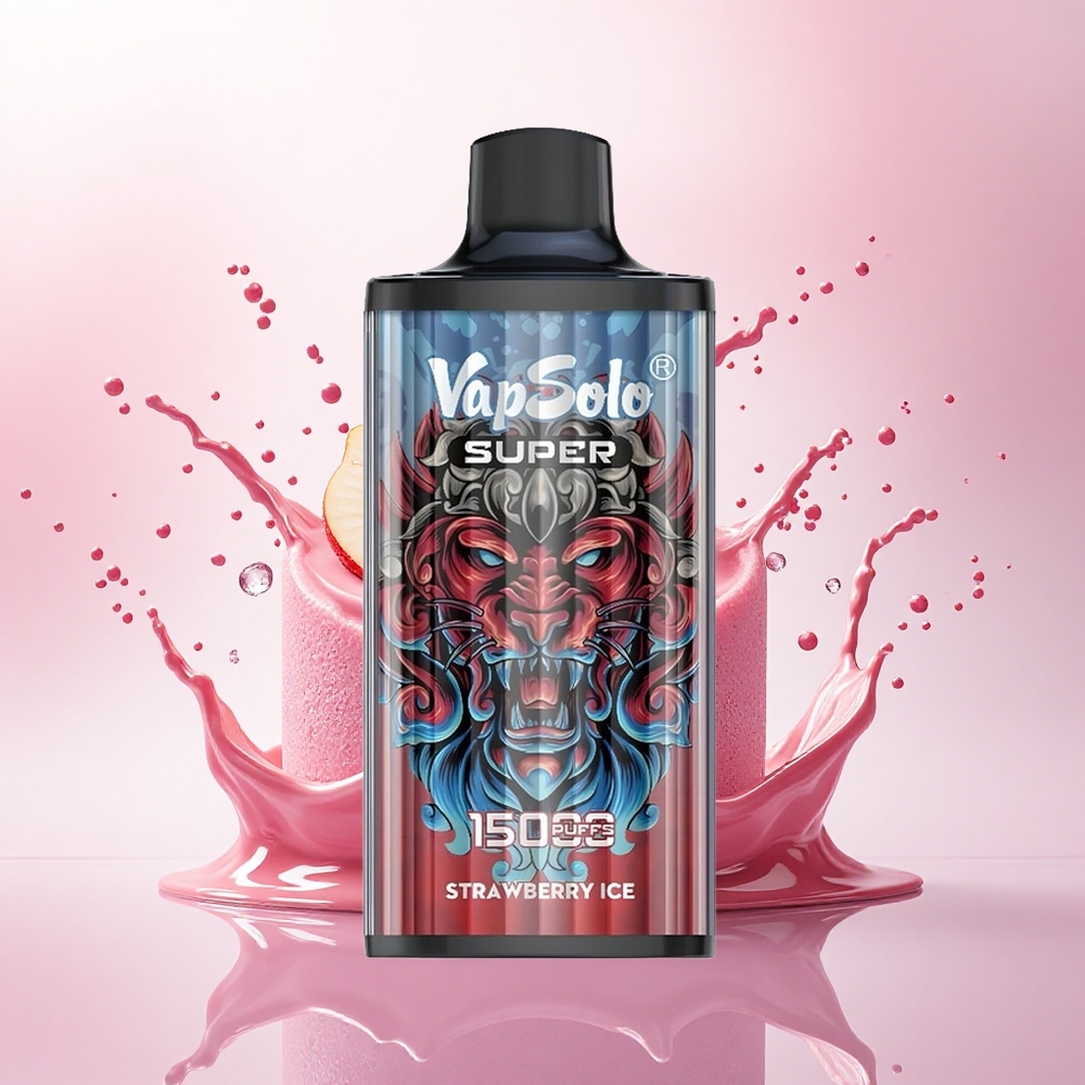 Vapsolo Super 15000 Puffs Jordbæris med 40 ml og 850 mAh