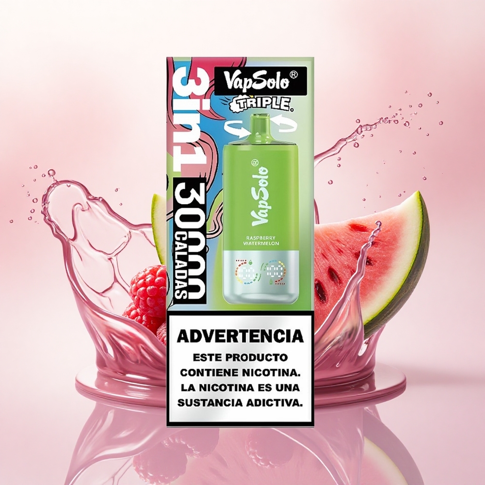 Vapsolo Triple 30000 Puffs Bringebær Vannmelon 40ml 20mg Nikotin Type-C