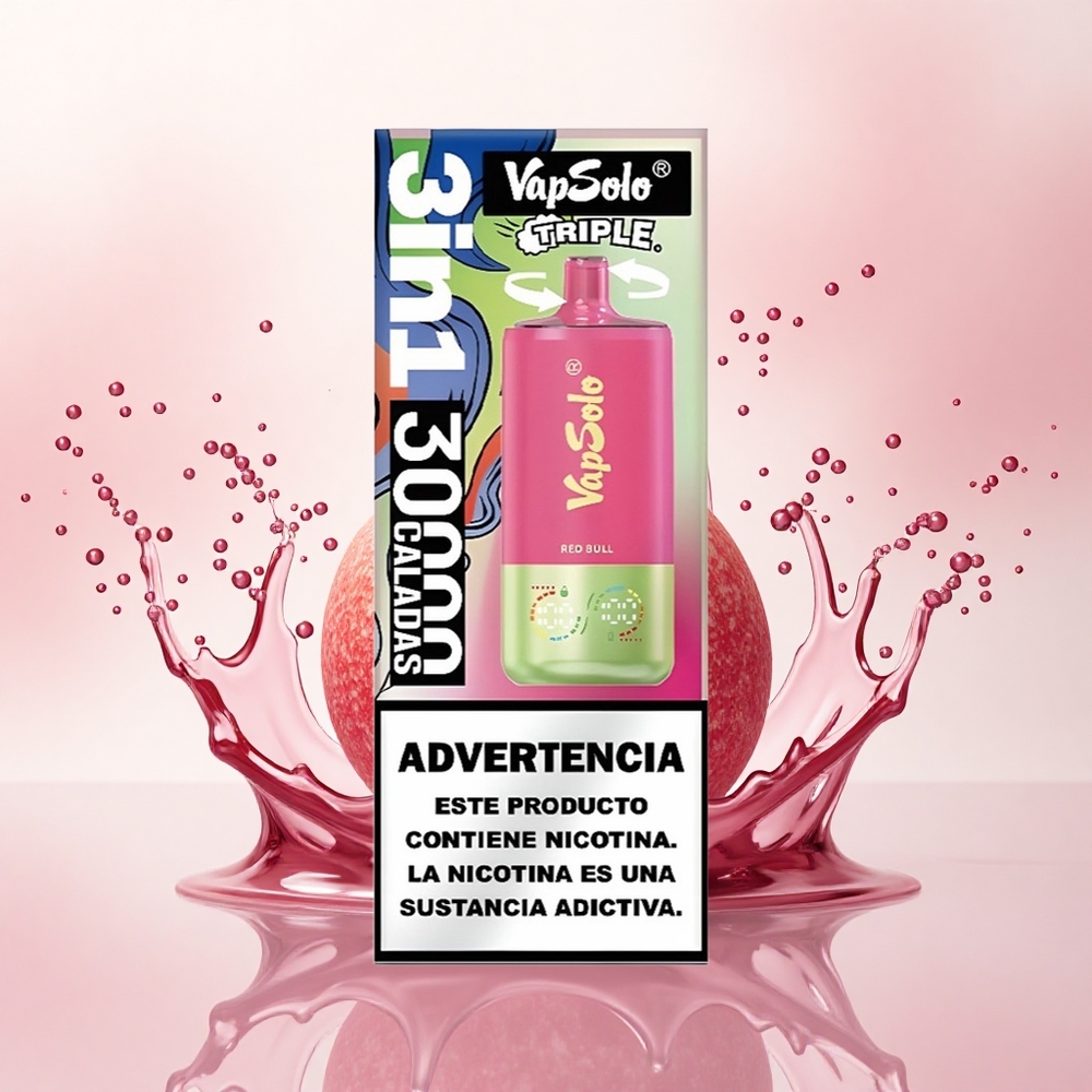 Vapsolo Triple 30000 Puffs Rød Okse 40ml Type-C 20mg nikotin