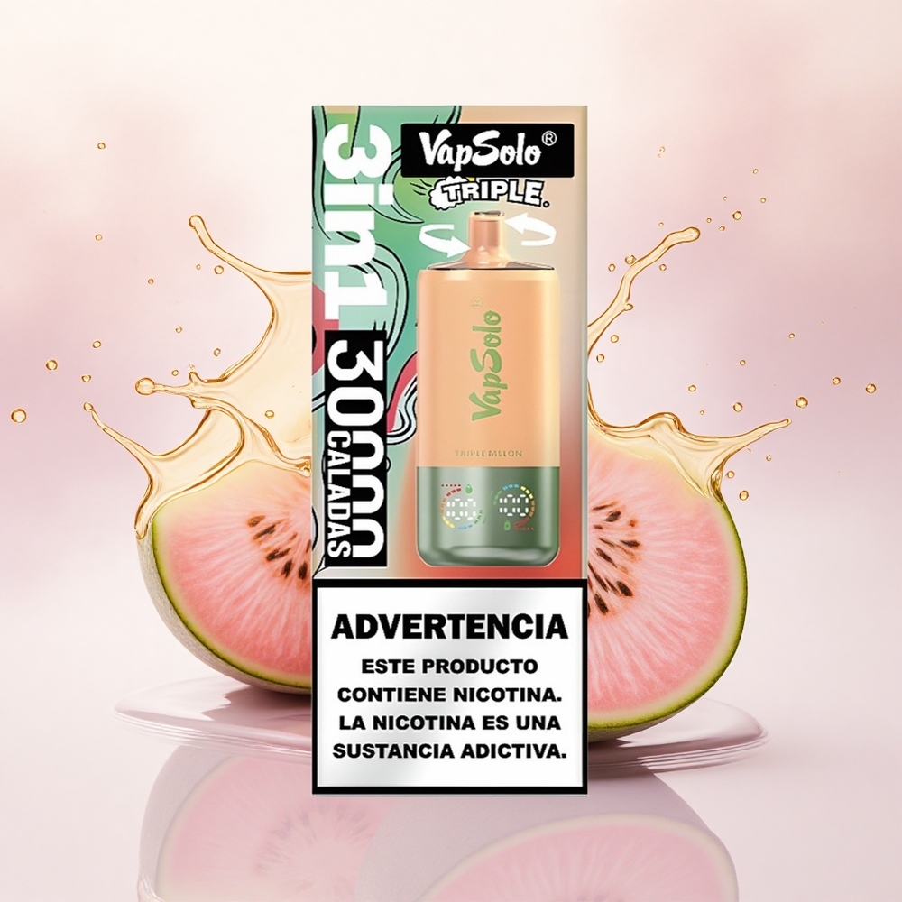 Vapsolo Triple 30000 Puffs Trippelmelon 40ml 20mg nikotin Type-C