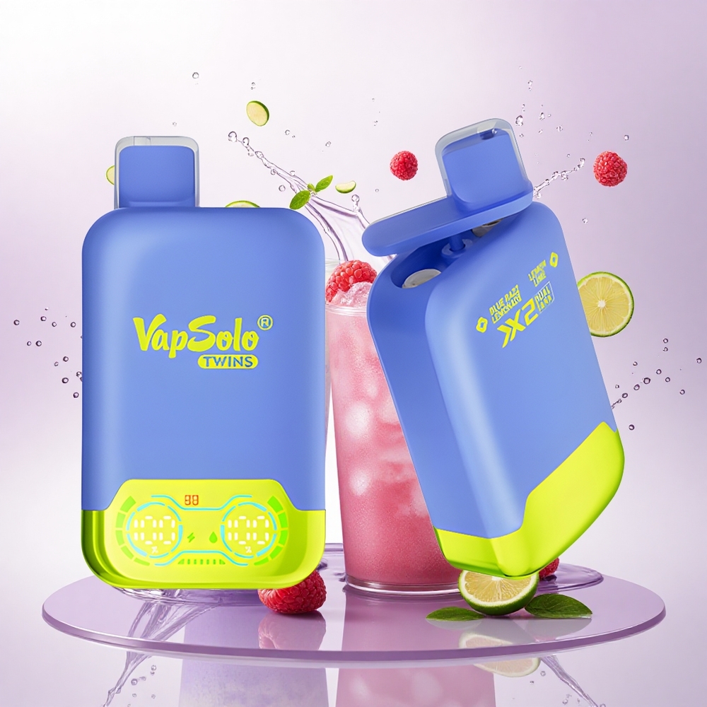 Vapsolo Twins 20000 Puffs Blå Bringebær Lemonade & Sitron Lime med 40 ml e-væske og 20mg/ml nikotin