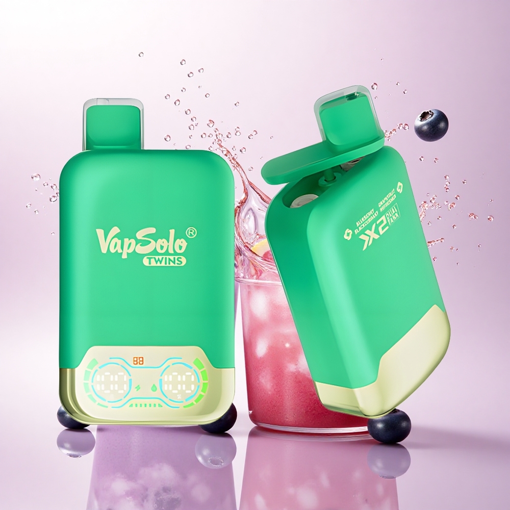 Vapsolo Twins 20000 Puffs Blåbær Solbær & Grapefrukt Forfriskning med 40 ml e-væske og 20 mg/ml nikotin