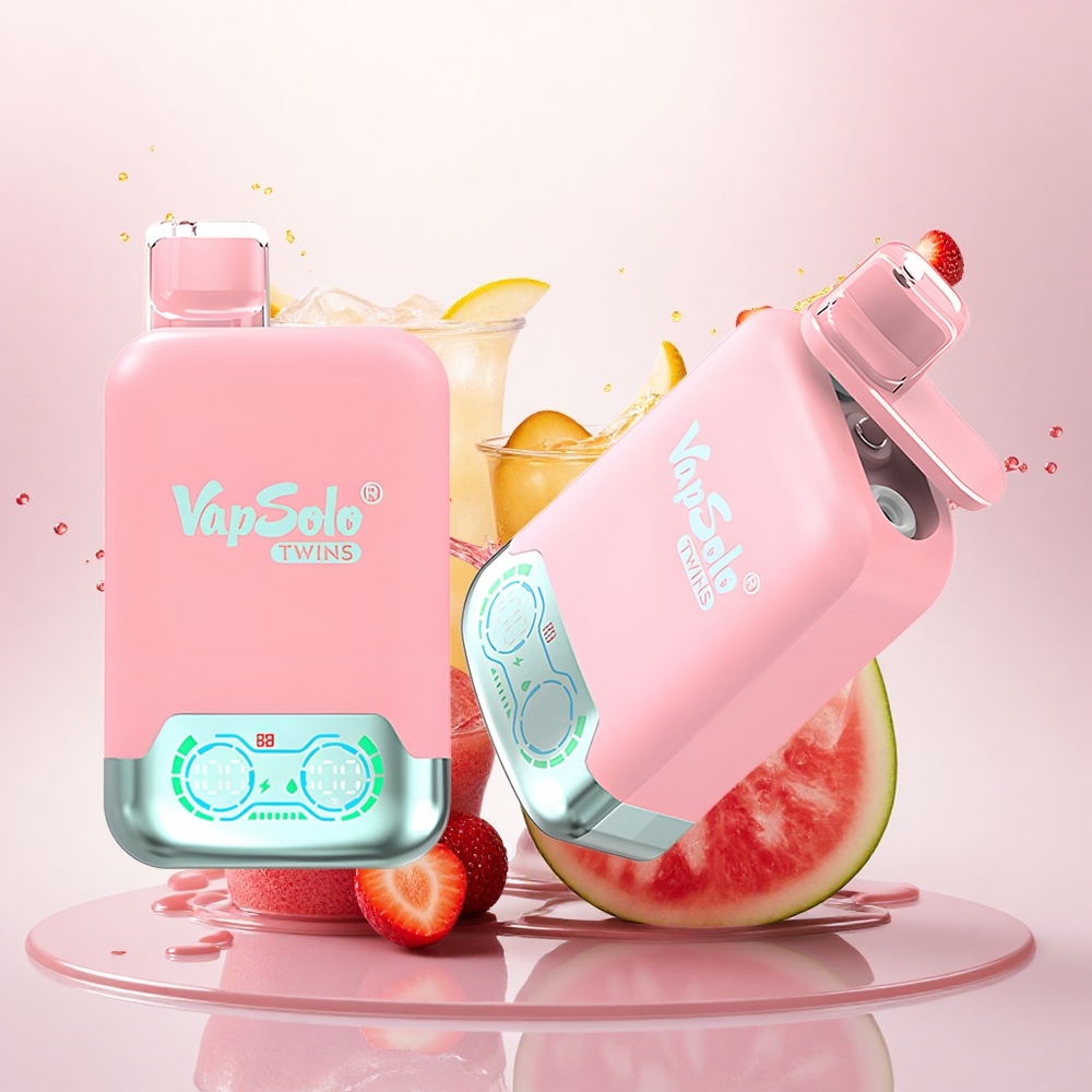Vapsolo Twins 20000 Puffs Jordbæris & Mango Fersken Vannmelon 40ml 20mg/ml nikotin Type-C