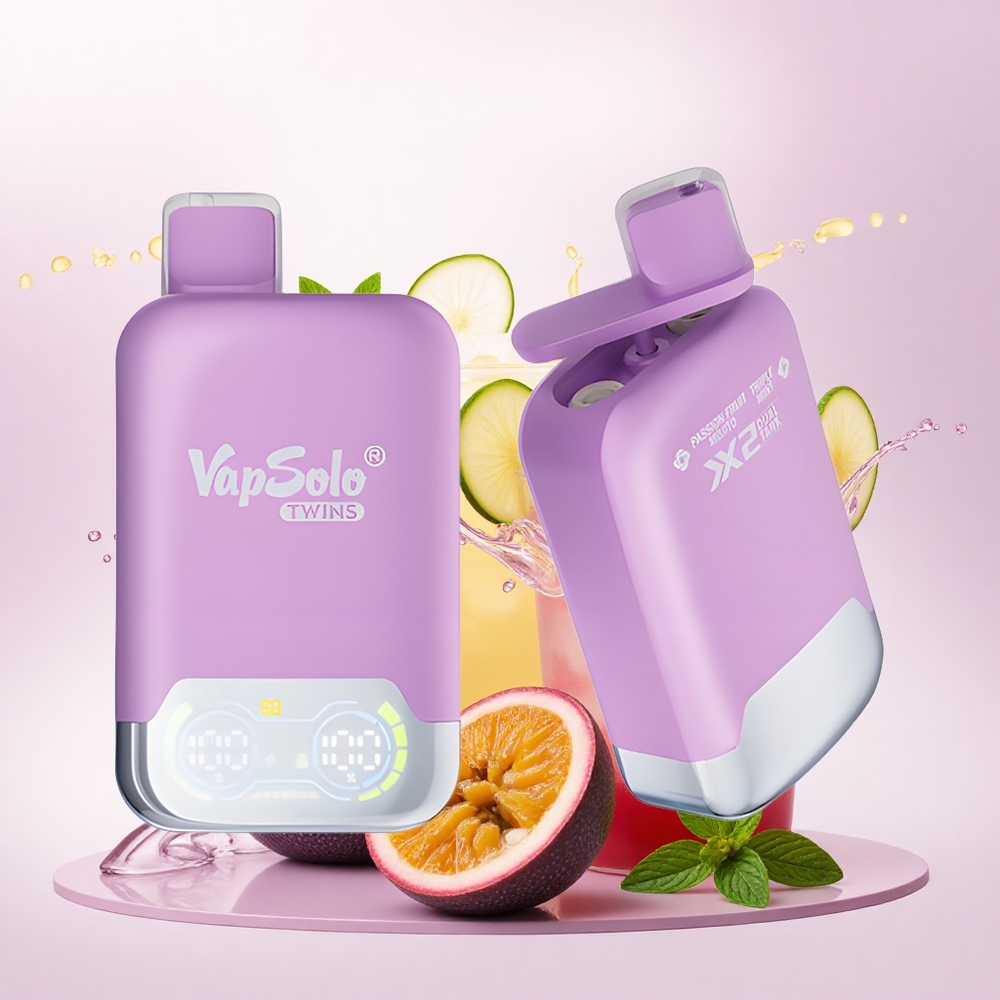Vapsolo Twins 20000 Puffs Passionsfrukt Mojito & Trippelmynte med 40 ml e-væske og 20mg/ml nikotin