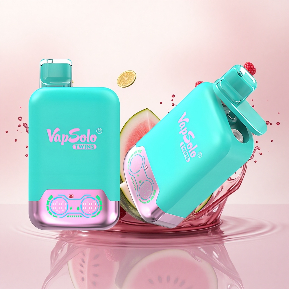 Vapsolo Twins 20000 Puffs Triple Melon & Bringebær Vannmelon med 40 ml E-væske og 20 mg/ml nikotin