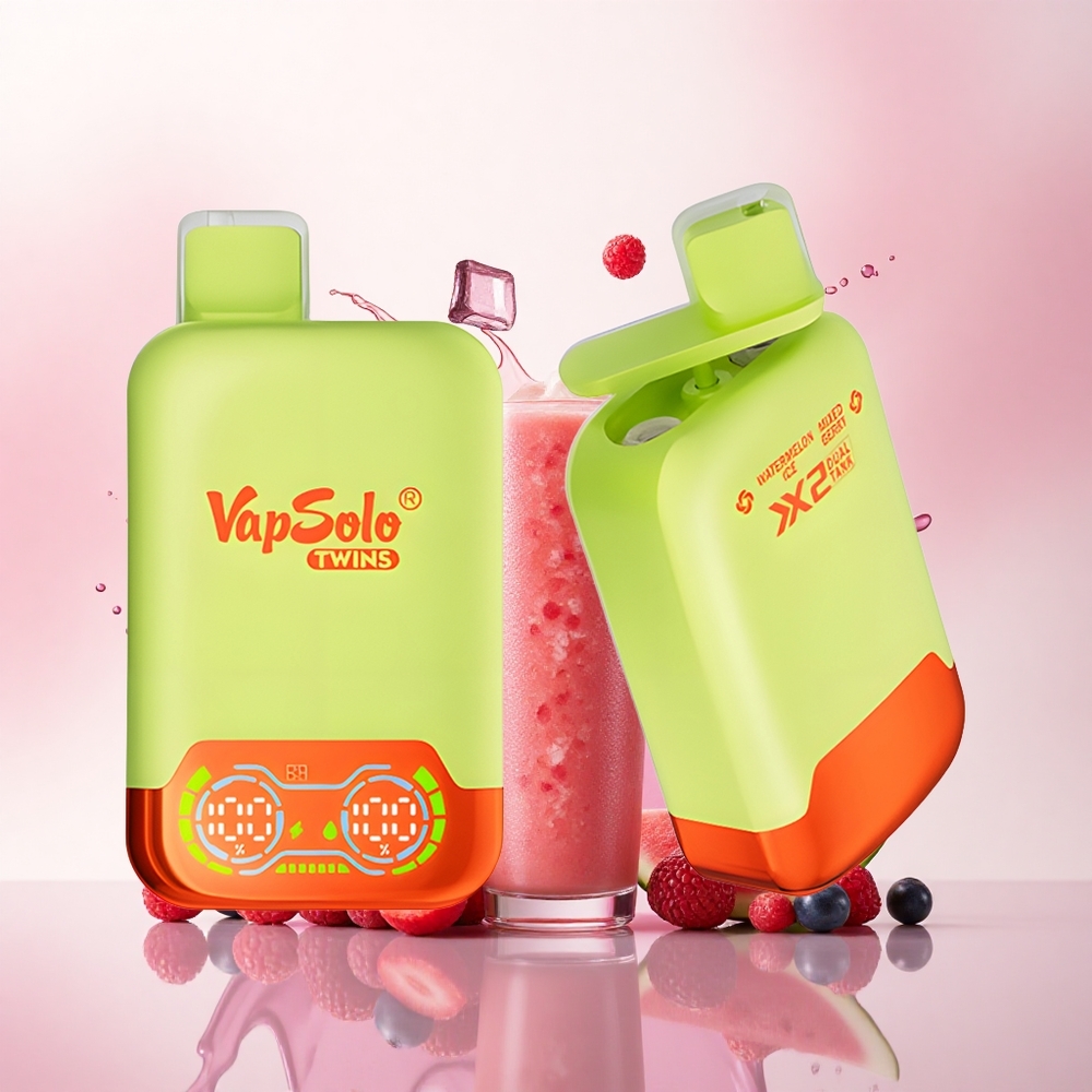 Vapsolo Twins 20000 Puffs Vannmelon Is & Blandede Bær 40ml 20mg/ml nikotin Type-C