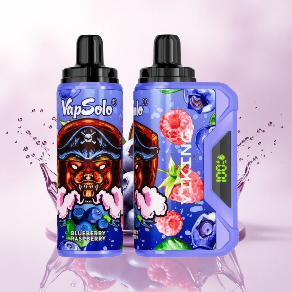 VapSolo VIKING 12000 Puffs Blåbær Bringebær Type-C 22ml 20mg Nikotin