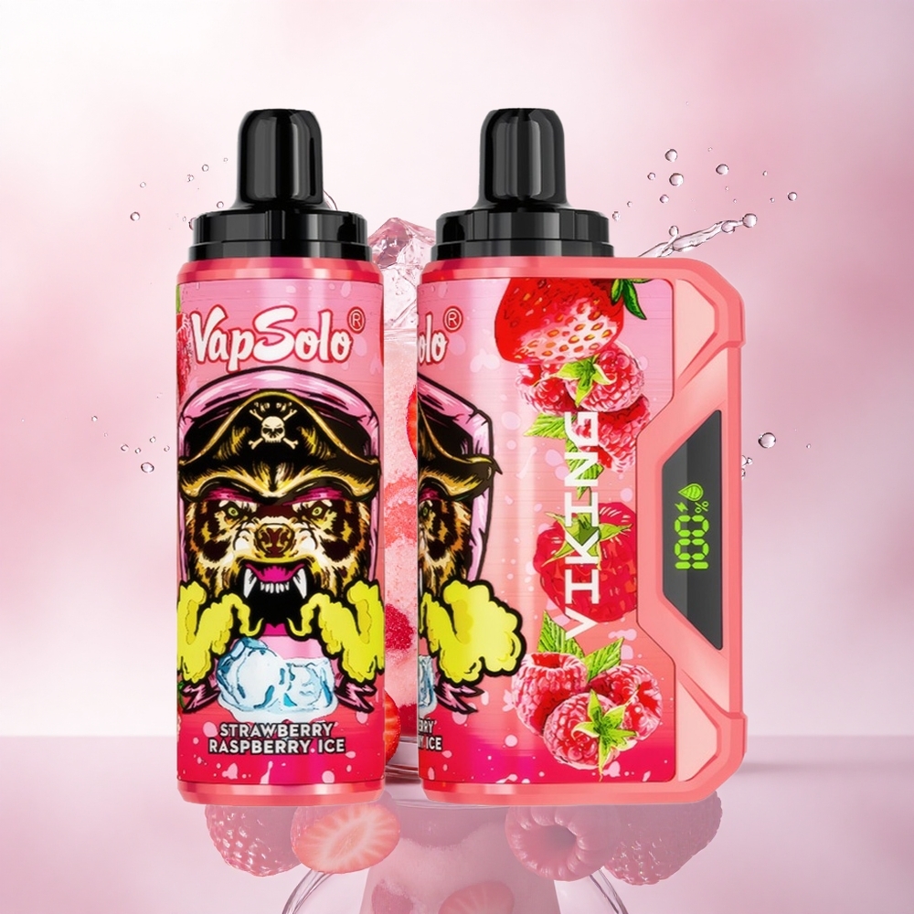 VapSolo VIKING 12000 Puffs Jordbær Bringebær Is med 22 ml og Type-C