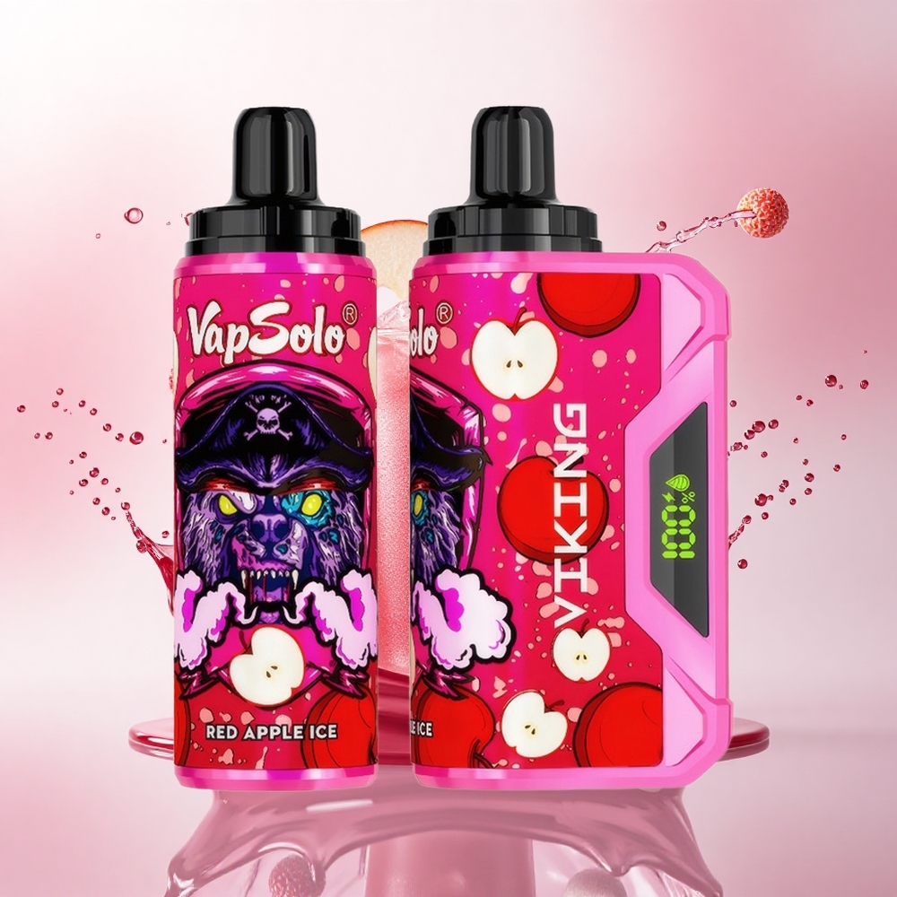 VapSolo VIKING 12000 Puffs Rød Eple Is med 22 ml E-væske og Type-C-lading